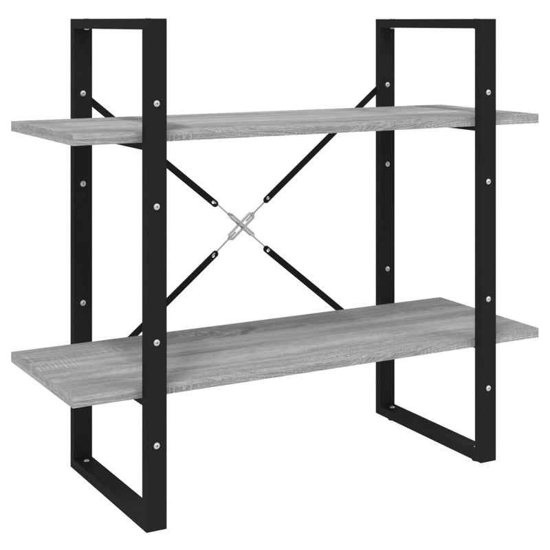 Boekenkast met 2 schappen 80x30x70 cm bewerkt hout grijs sonoma MeubelReus