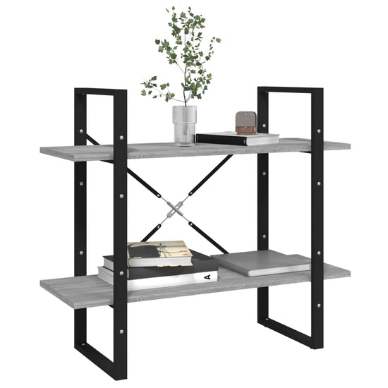 Boekenkast met 2 schappen 80x30x70 cm bewerkt hout grijs sonoma MeubelReus
