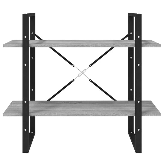 Boekenkast met 2 schappen 80x30x70 cm bewerkt hout grijs sonoma MeubelReus