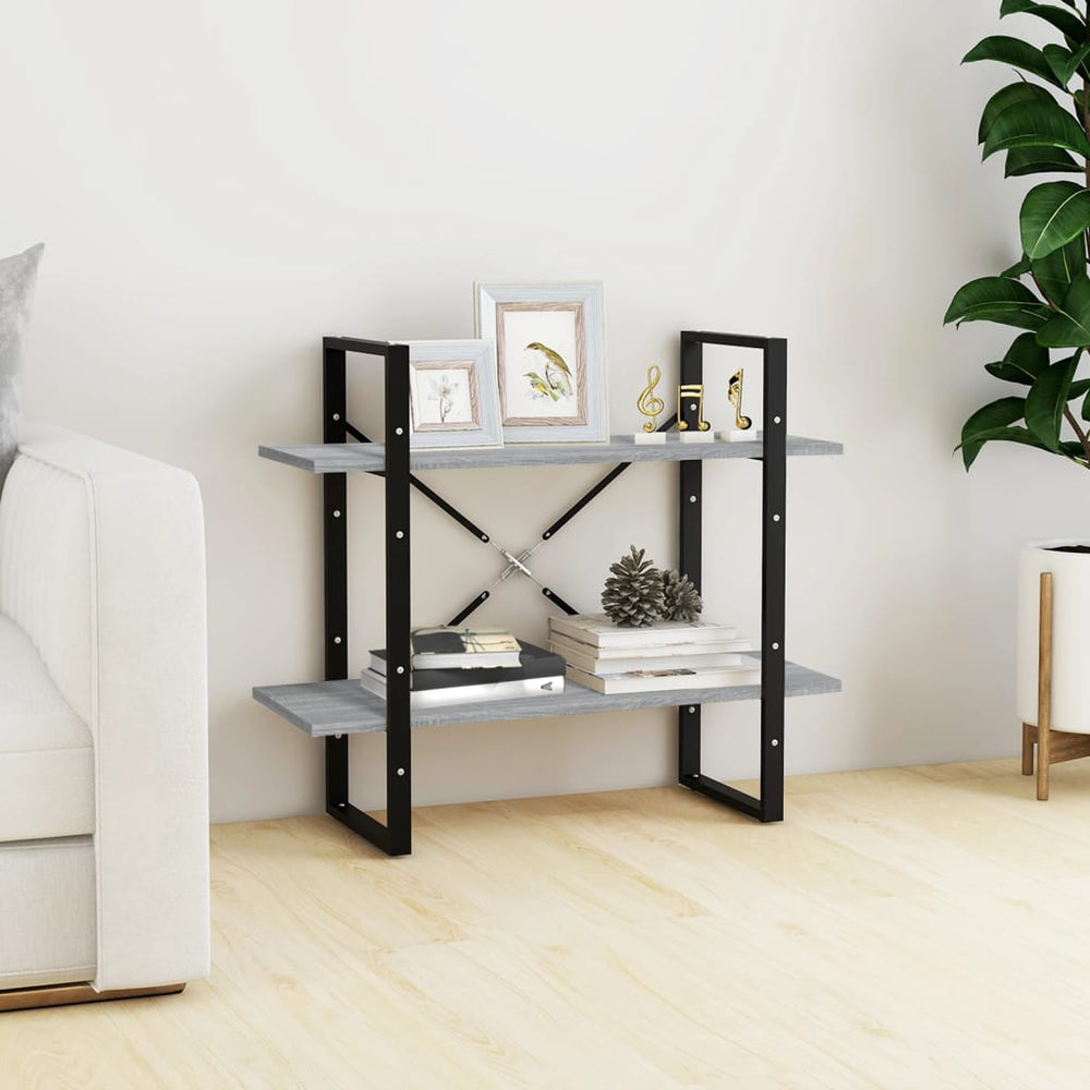 Boekenkast met 2 schappen 80x30x70 cm bewerkt hout grijs sonoma MeubelReus