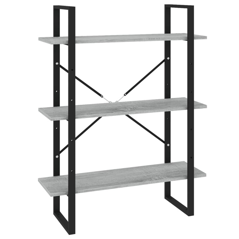 Boekenkast 80x30x105 cm bewerkt hout grijs sonoma eikenkleurig MeubelReus
