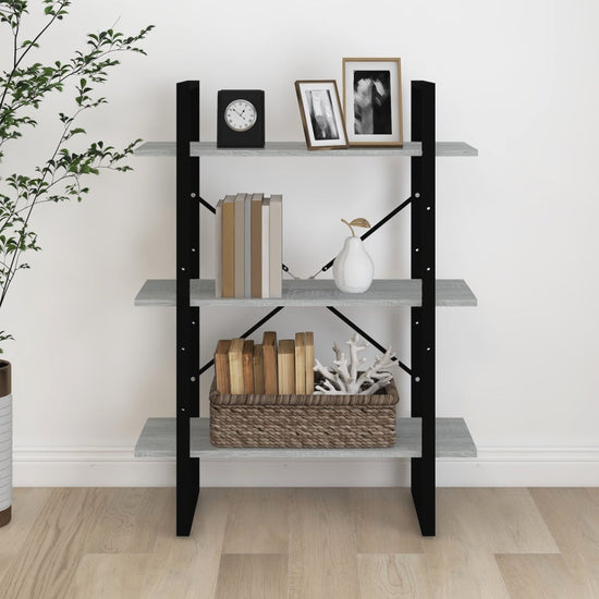 Boekenkast 80x30x105 cm bewerkt hout grijs sonoma eikenkleurig MeubelReus