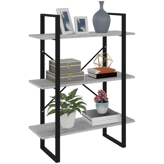 Boekenkast 80x30x105 cm bewerkt hout grijs sonoma eikenkleurig MeubelReus