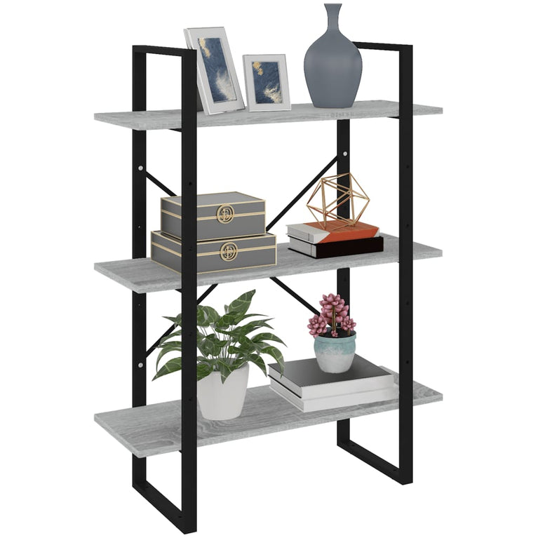 Boekenkast 80x30x105 cm bewerkt hout grijs sonoma eikenkleurig MeubelReus