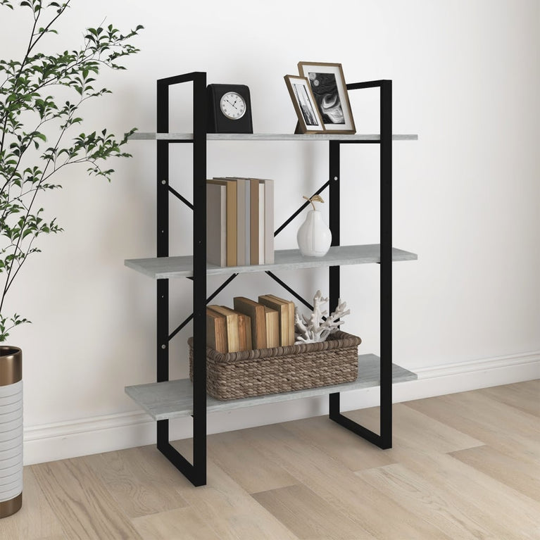 Boekenkast 80x30x105 cm bewerkt hout grijs sonoma eikenkleurig MeubelReus