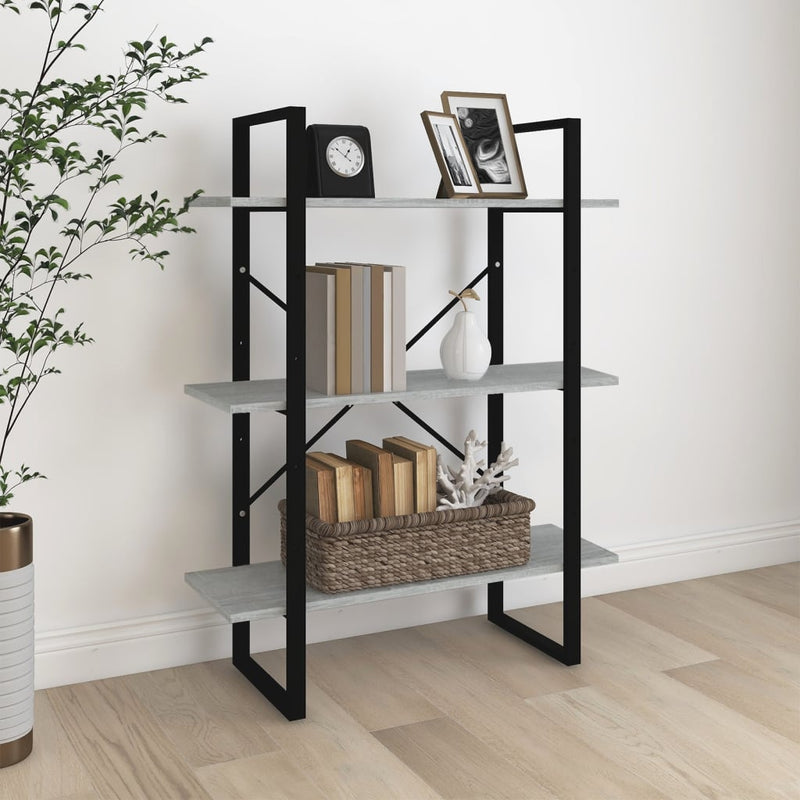 Boekenkast 80x30x105 cm bewerkt hout grijs sonoma eikenkleurig MeubelReus