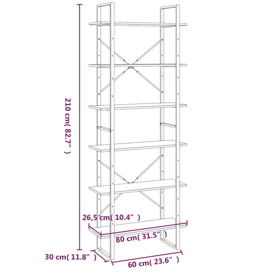Hoge kast 80x30x210 cm bewerkt hout grijs sonoma eikenkleurig MeubelReus