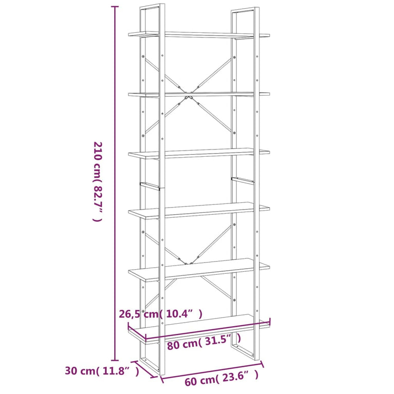 Hoge kast 80x30x210 cm bewerkt hout grijs sonoma eikenkleurig MeubelReus