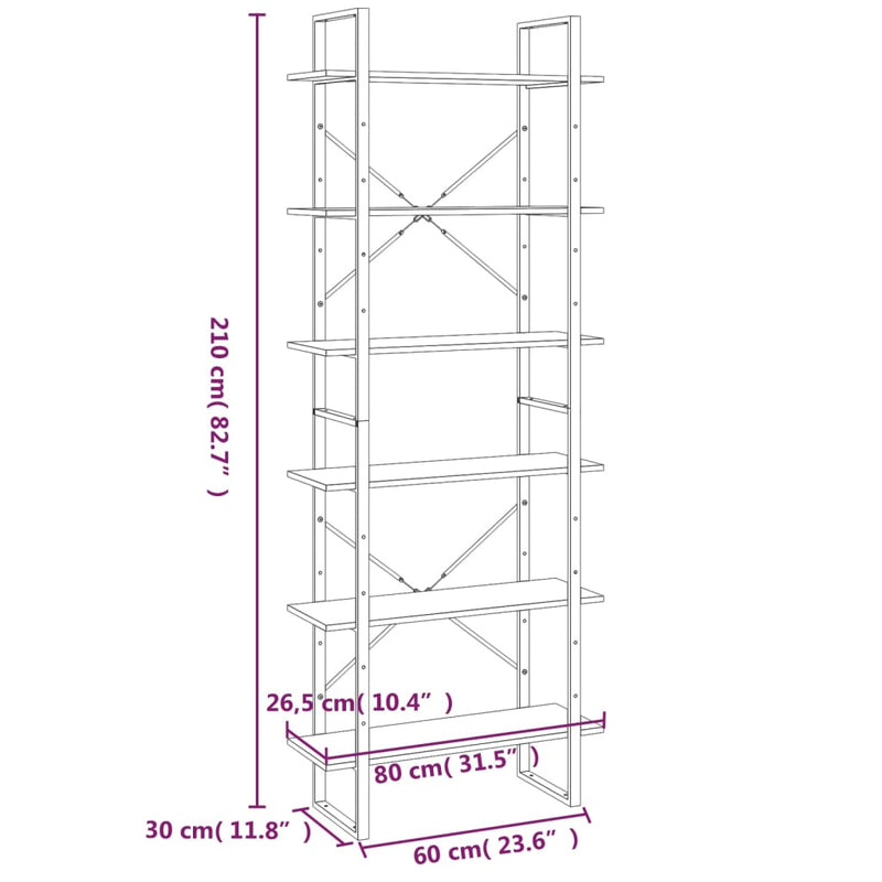 Hoge kast 80x30x210 cm bewerkt hout grijs sonoma eikenkleurig MeubelReus