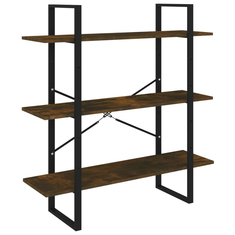 Boekenkast 100x30x105 cm bewerkt hout gerookt eikenkleurig MeubelReus