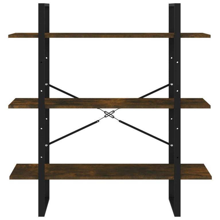 Boekenkast 100x30x105 cm bewerkt hout gerookt eikenkleurig MeubelReus