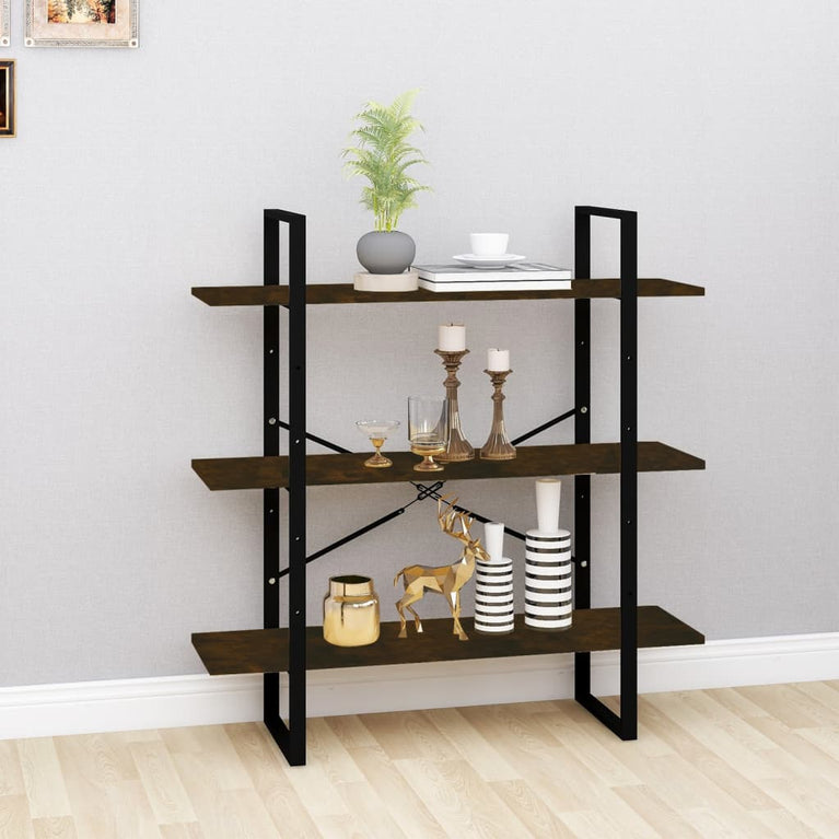 Boekenkast 100x30x105 cm bewerkt hout gerookt eikenkleurig MeubelReus