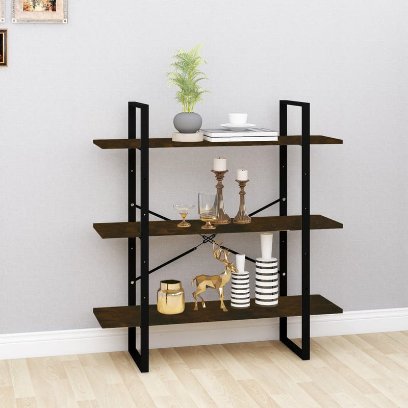 Boekenkast 100x30x105 cm bewerkt hout gerookt eikenkleurig MeubelReus
