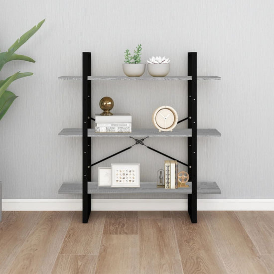 Boekenkast 100x30x105 cm bewerkt hout grijs sonoma eikenkleurig MeubelReus