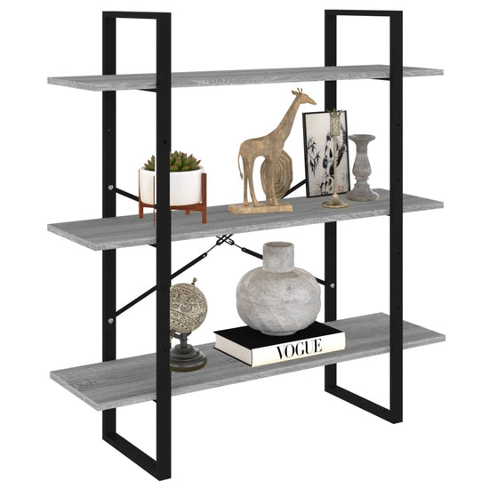 Boekenkast 100x30x105 cm bewerkt hout grijs sonoma eikenkleurig MeubelReus
