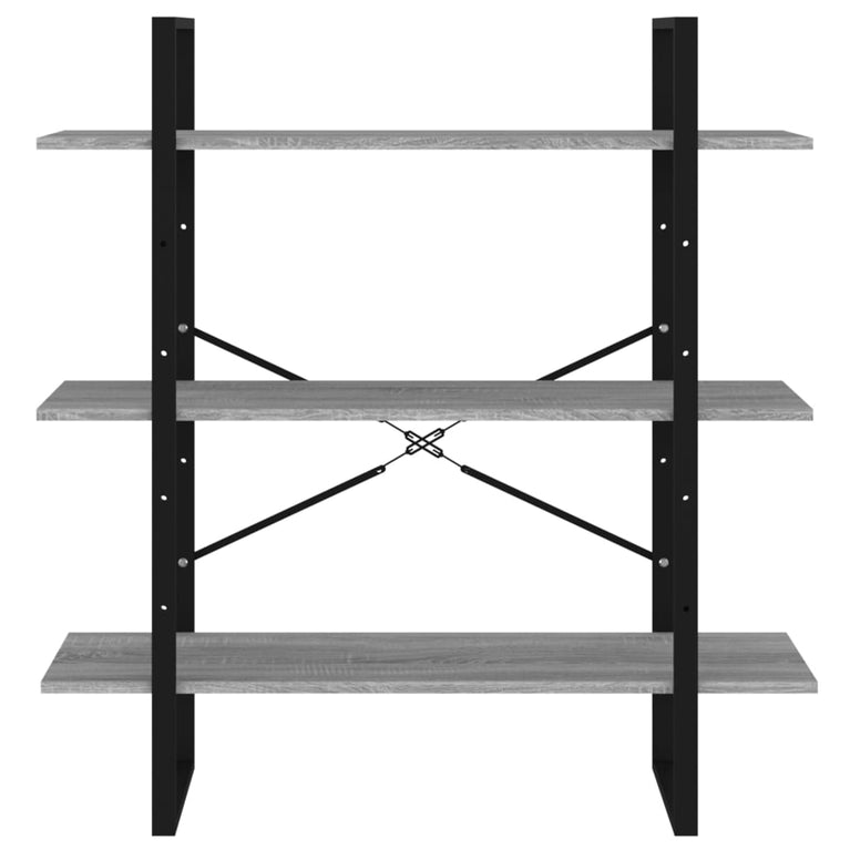 Boekenkast 100x30x105 cm bewerkt hout grijs sonoma eikenkleurig MeubelReus