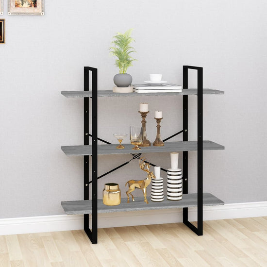 Boekenkast 100x30x105 cm bewerkt hout grijs sonoma eikenkleurig MeubelReus