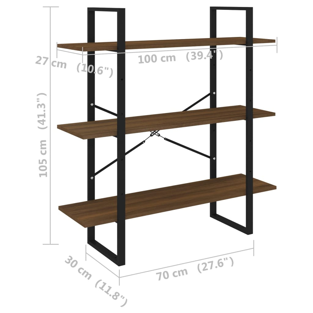 Boekenkast 100x30x105 cm bewerkt hout bruineikenkleurig MeubelReus
