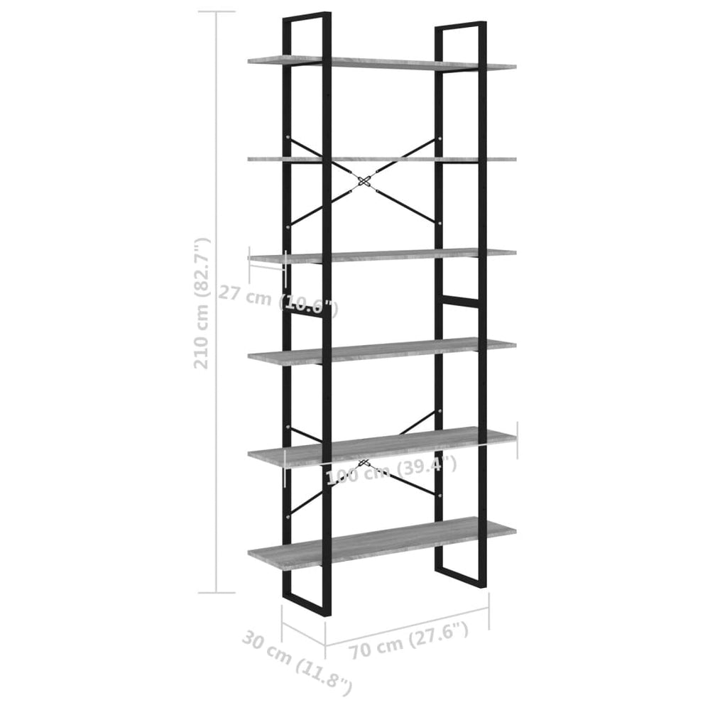 Hoge kast 100x30x210 cm bewerkt hout grijs sonoma eikenkleurig MeubelReus