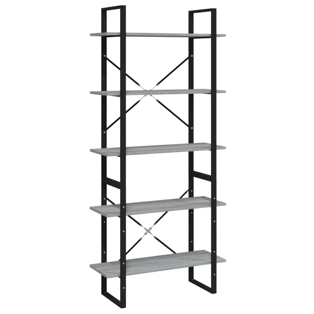 Boekenkast 80x30x175 cm bewerkt hout grijs sonoma eikenkleurig MeubelReus