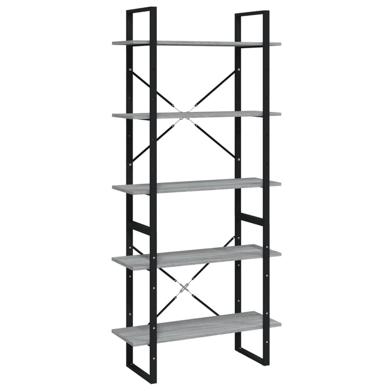 Boekenkast 80x30x175 cm bewerkt hout grijs sonoma eikenkleurig MeubelReus