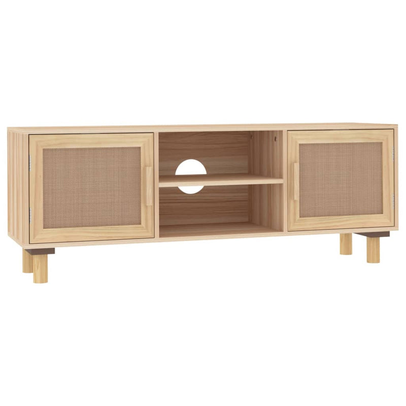 Tv-meubel 105x30x40 cm massief grenenhout en rattan bruin MeubelReus