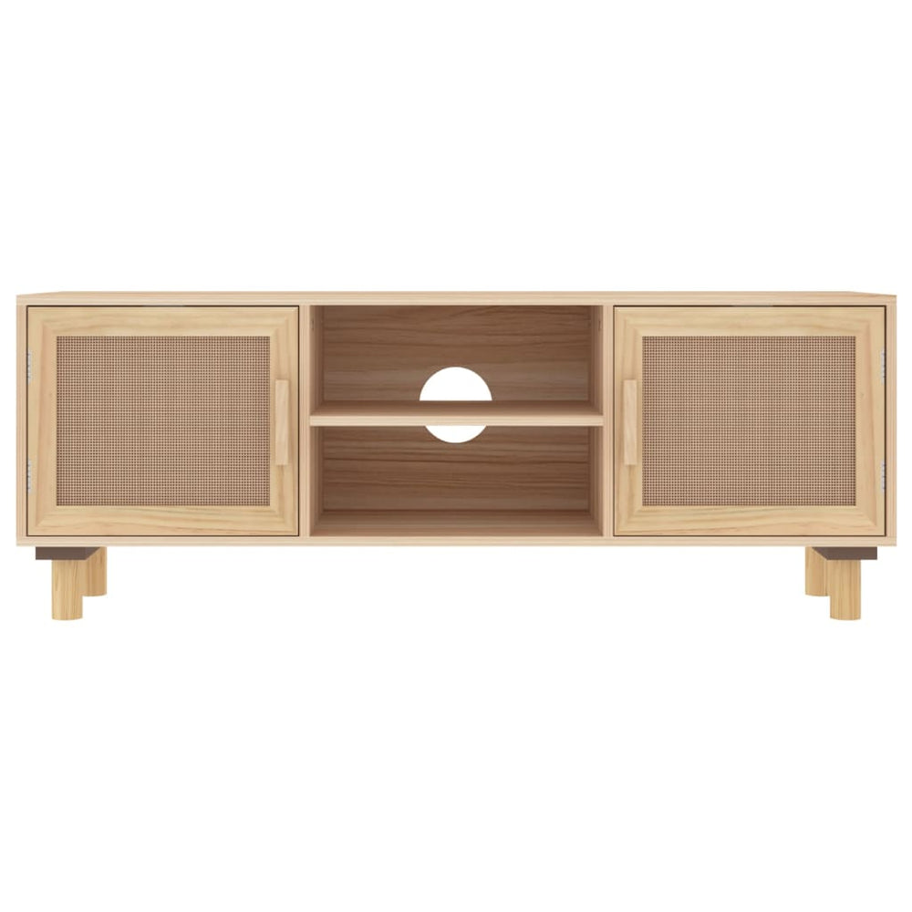 Tv-meubel 105x30x40 cm massief grenenhout en rattan bruin MeubelReus