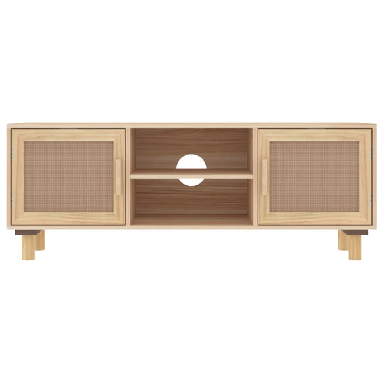 Tv-meubel 105x30x40 cm massief grenenhout en rattan bruin MeubelReus
