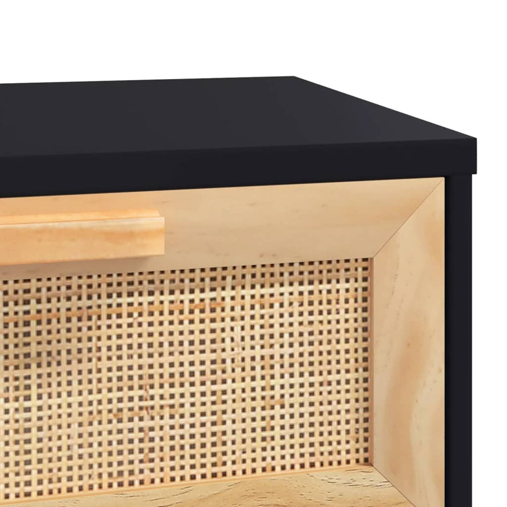 Wandtafel 80x30x75 cm massief grenenhout en natuurlijk rattan MeubelReus