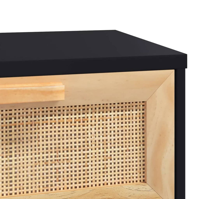 Wandtafel 80x30x75 cm massief grenenhout en natuurlijk rattan MeubelReus