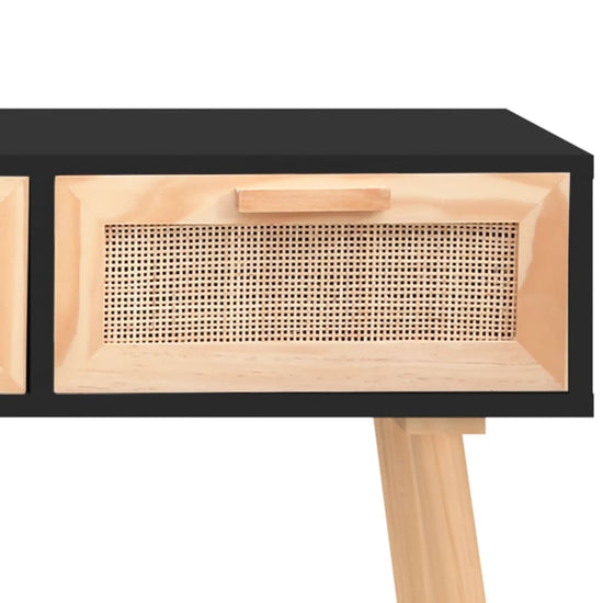 Wandtafel 105x30x75 cm massief grenenhout en natuurlijk rattan MeubelReus