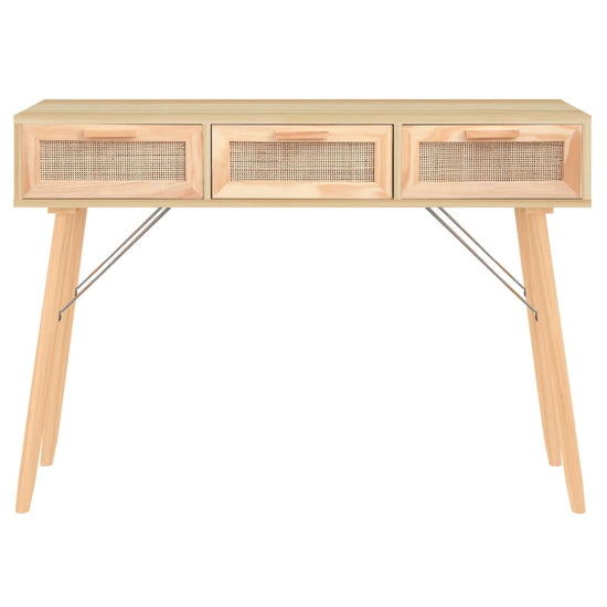 Wandtafel 105x30x75 cm massief grenenhout en natuurlijk rattan MeubelReus