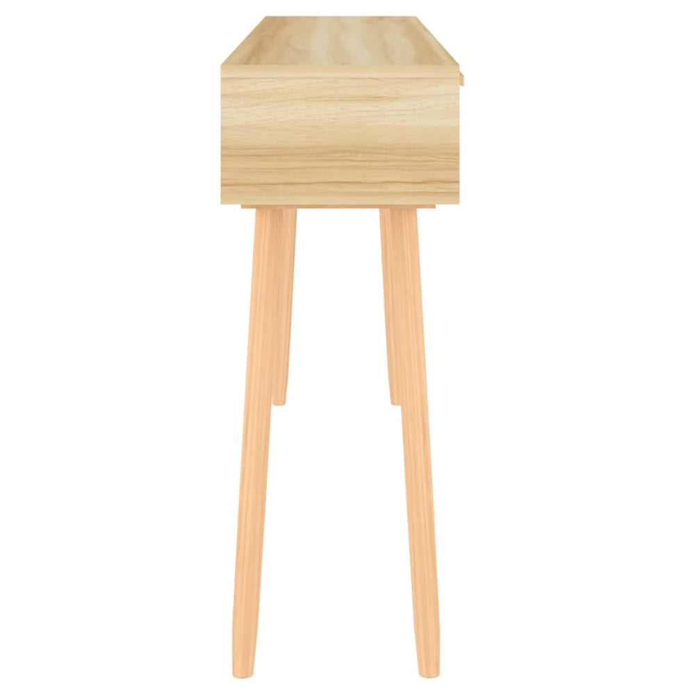 Wandtafel 105x30x75 cm massief grenenhout en natuurlijk rattan MeubelReus
