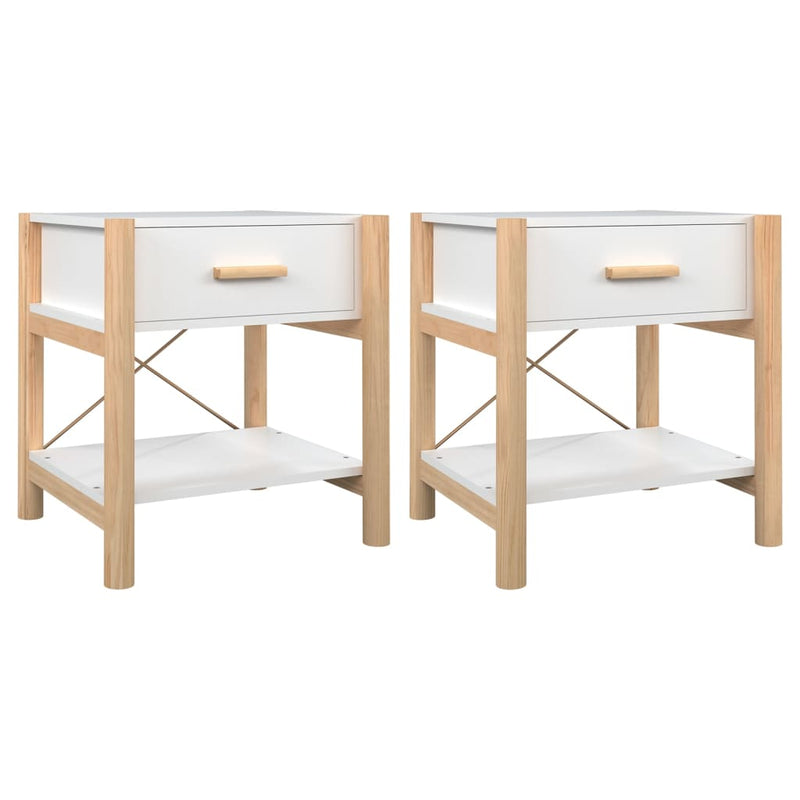 Nachtkastjes 2 st 42x38x45 cm bewerkt hout wit MeubelReus