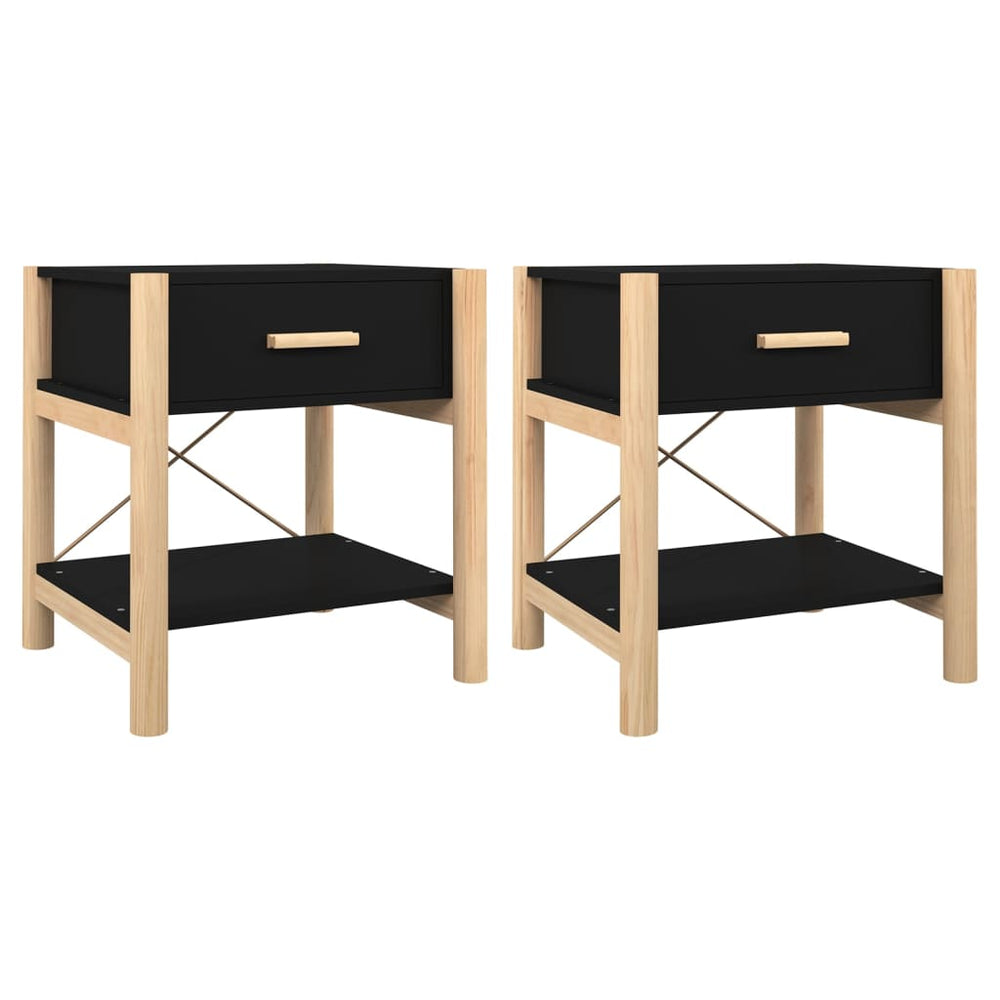 Nachtkastjes 2 st 42x38x45 cm bewerkt hout zwart MeubelReus