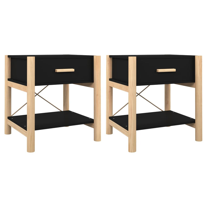 Nachtkastjes 2 st 42x38x45 cm bewerkt hout zwart MeubelReus