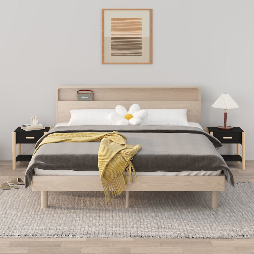 Nachtkastjes 2 st 42x38x45 cm bewerkt hout zwart MeubelReus