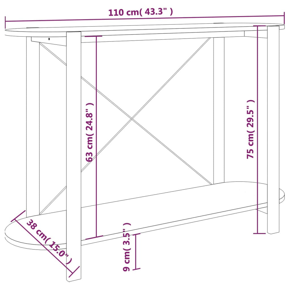 Wandtafel 110x38x75 cm bewerkt hout wit MeubelReus