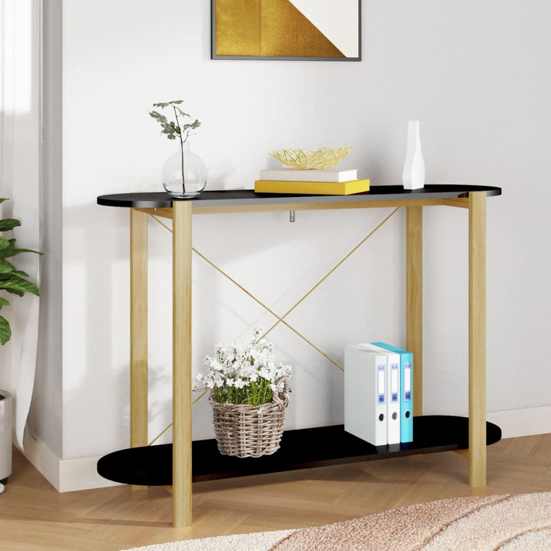 Wandtafel 110x38x75 cm bewerkt hout zwart MeubelReus
