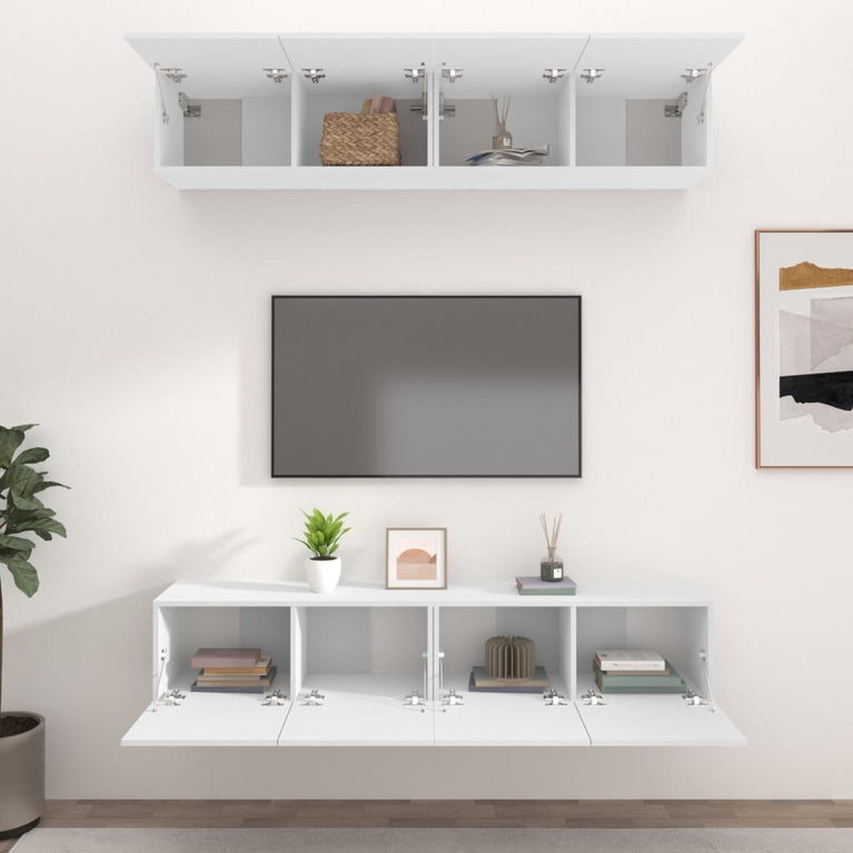 Tv-meubelen 4 st 80x30x30 cm bewerkt hout wit MeubelReus