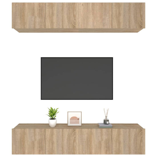 Tv-meubelen 4 st 80x30x30 cm bewerkt hout sonoma eikenkleurig MeubelReus