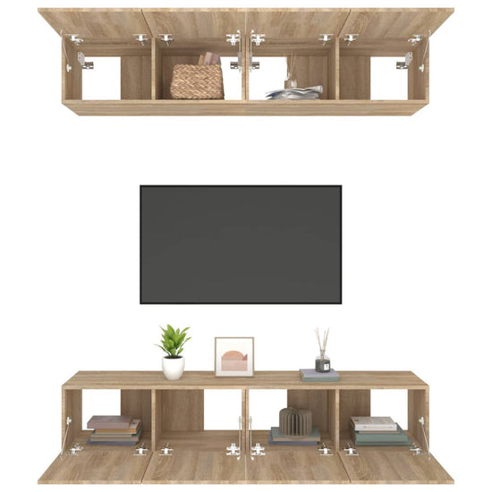 Tv-meubelen 4 st 80x30x30 cm bewerkt hout sonoma eikenkleurig MeubelReus