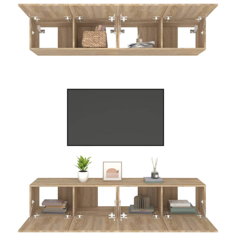 Tv-meubelen 4 st 80x30x30 cm bewerkt hout sonoma eikenkleurig MeubelReus