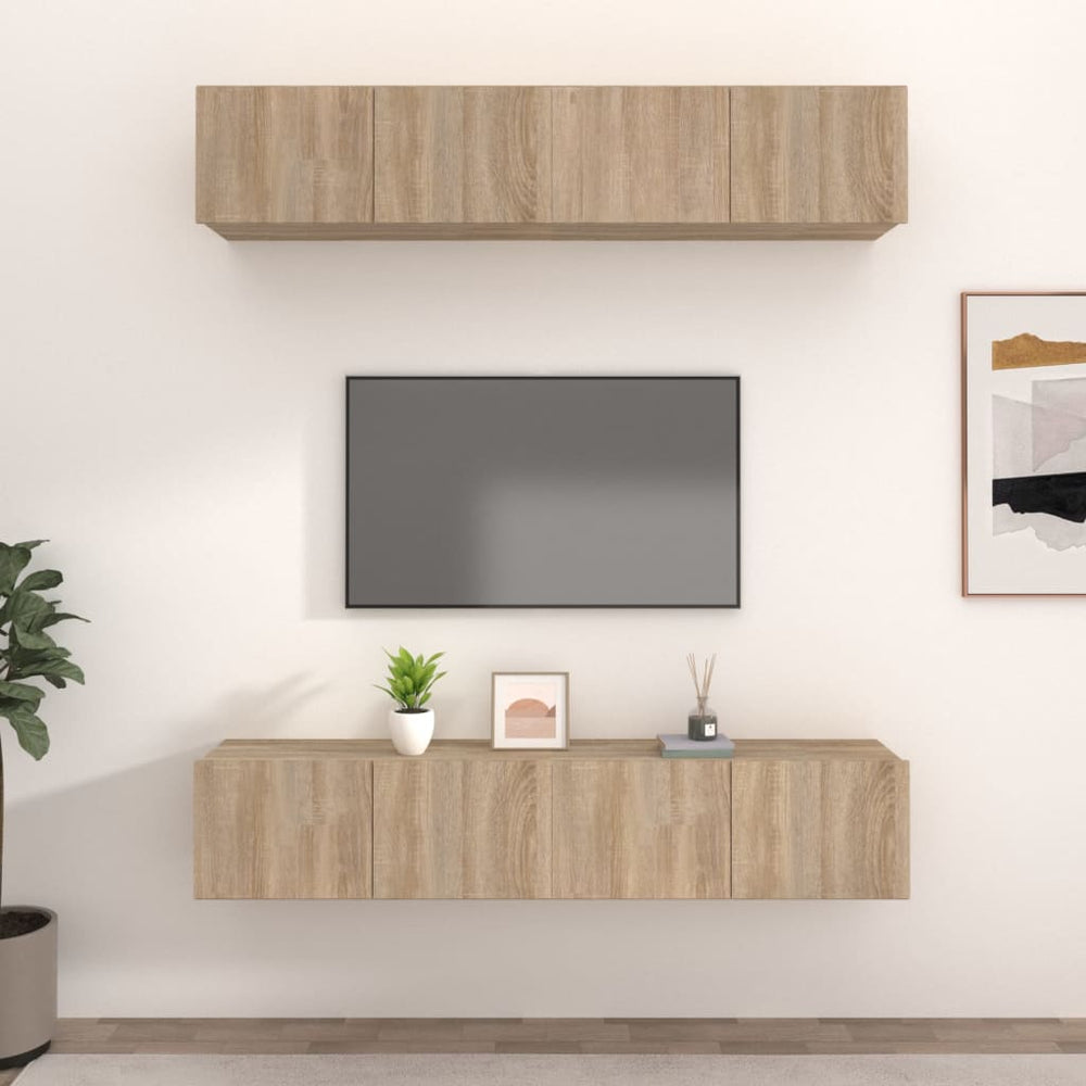 Tv-meubelen 4 st 80x30x30 cm bewerkt hout sonoma eikenkleurig MeubelReus