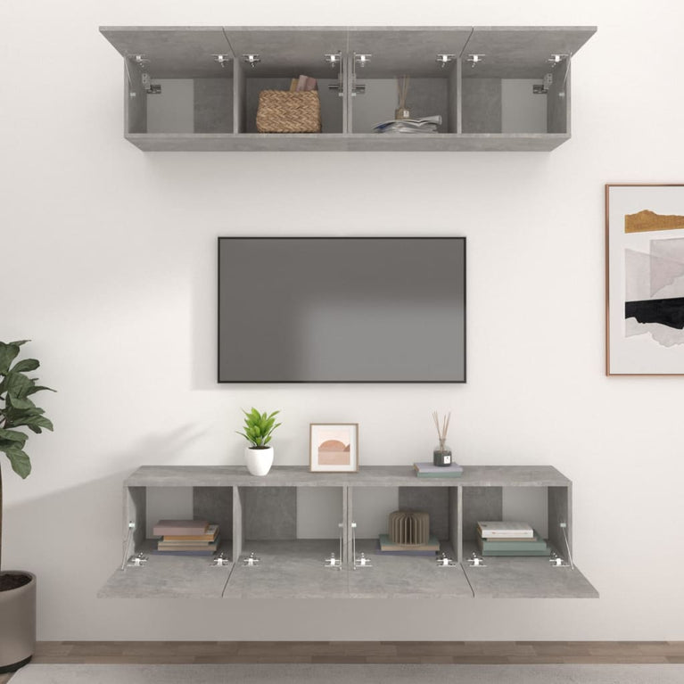 Tv-meubelen 4 st 80x30x30 cm bewerkt hout betongrijs MeubelReus