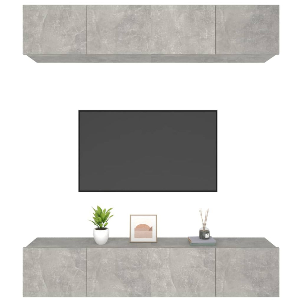 Tv-meubelen 4 st 80x30x30 cm bewerkt hout betongrijs MeubelReus