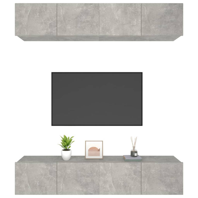 Tv-meubelen 4 st 80x30x30 cm bewerkt hout betongrijs MeubelReus
