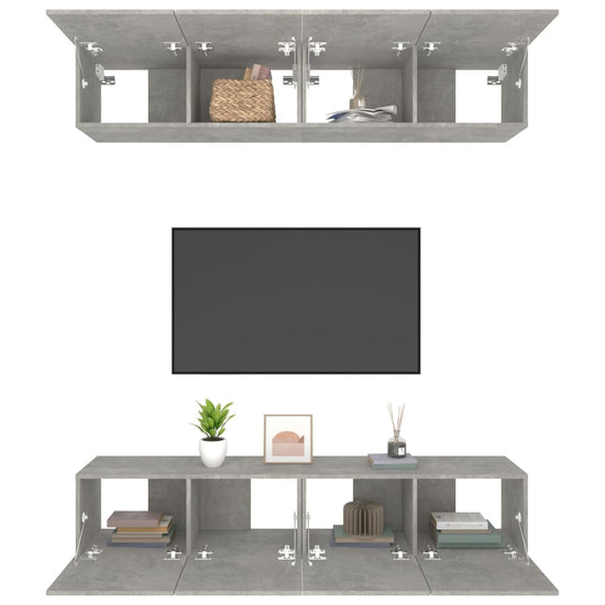 Tv-meubelen 4 st 80x30x30 cm bewerkt hout betongrijs MeubelReus