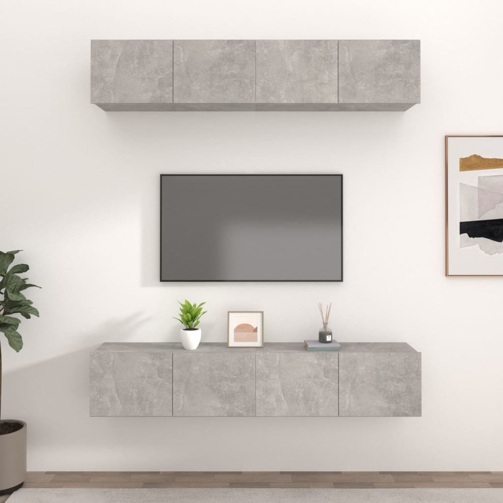Tv-meubelen 4 st 80x30x30 cm bewerkt hout betongrijs MeubelReus