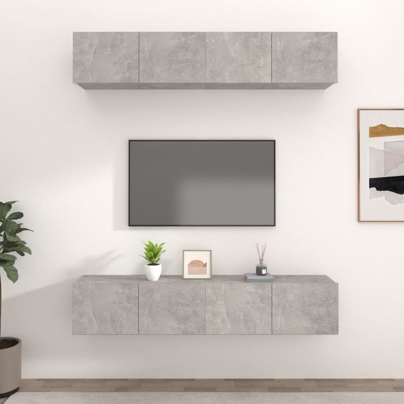 Tv-meubelen 4 st 80x30x30 cm bewerkt hout betongrijs MeubelReus